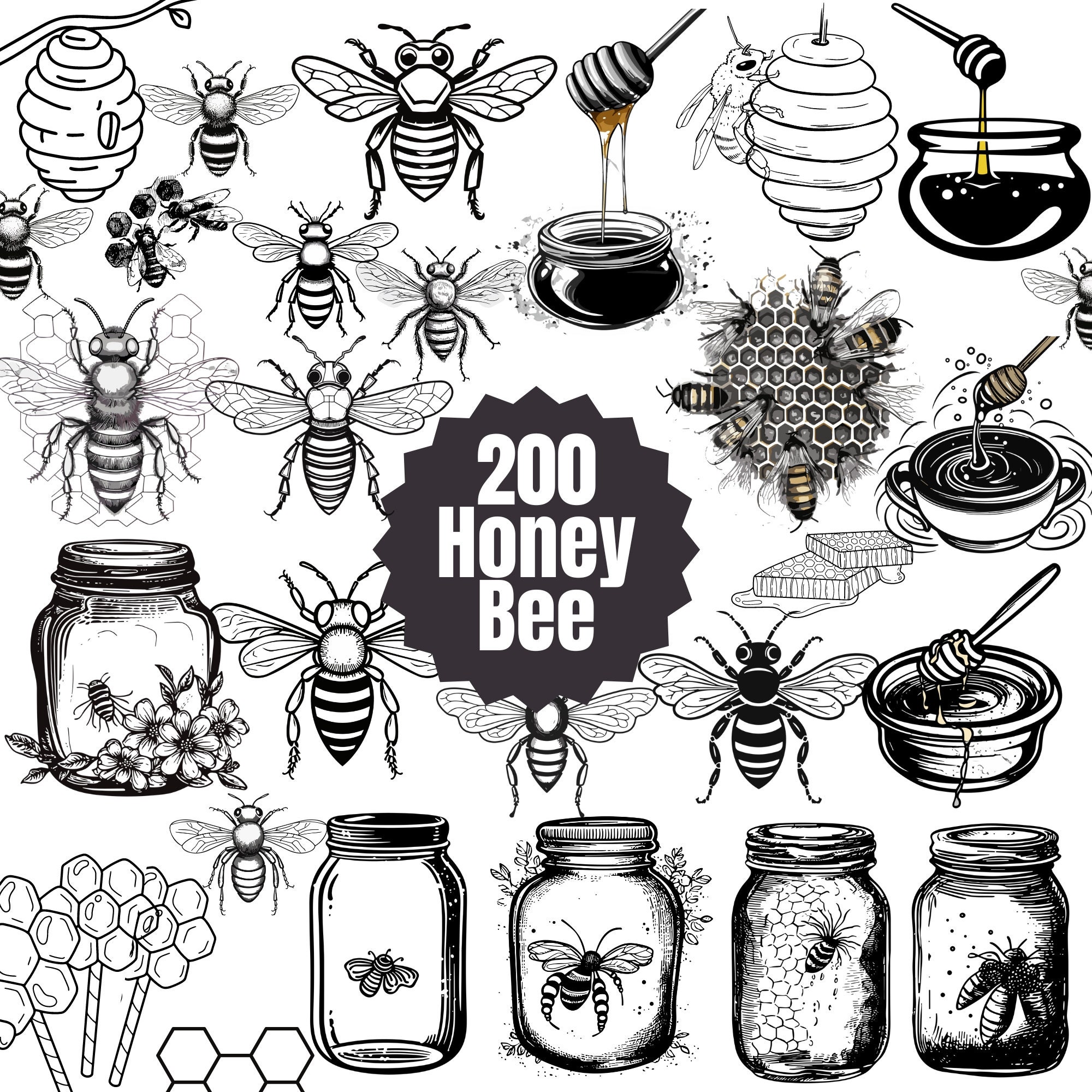 Honey Bee Stamps - Gem Stickers - Modern Spring
