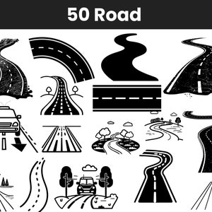 Road SVG Bundle, Road PNG Bundle, Road Clipart, Road SVG Cut Files for Cricut, Asphalt Road Svg, Highway Svg, Curved Road Svg, Bending Svg