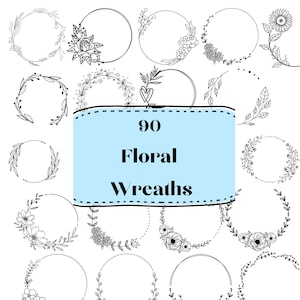 Paquete de corona Svg / Paquete de corona floral / Corona svg / Flor svg / Floral svg / Marco circular svg / Corona de flores svg / Descarga digital