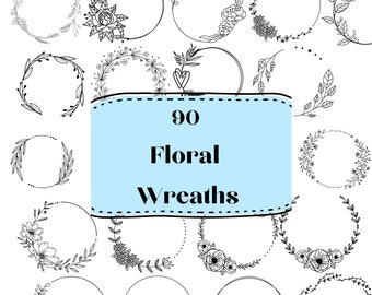Wreath Svg Bundle | Floral Wreath Bundle | Wreath svg | Flower svg | Floral svg | Circle Frame svg | Flower Wreath svg |Digital Download
