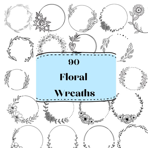 Wreath Svg Bundle | Floral Wreath Bundle | Wreath svg | Flower svg | Floral svg | Circle Frame svg | Flower Wreath svg |Digital Download