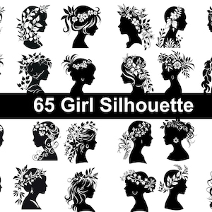 Donna floreale SVG / Ragazza con fiori SVG / Donna con testa di fiore SVG / File di taglio Cricut Silhouette Cut Clipart Vector Digital Png Svg