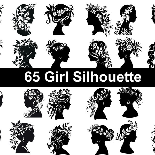 Femme florale SVG | Fille de fleur SVG | Femme avec tête de fleur SVG | Cricut coupe fichiers Silhouette coupe Clipart vecteur numérique Png Svg