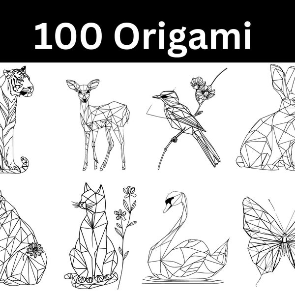Geometric Animals Faces SVG Bundle, Animal svg, Origami Animal, Animal Drawing, Geometric Elephant, Geometric Bear svg, linear animals svg