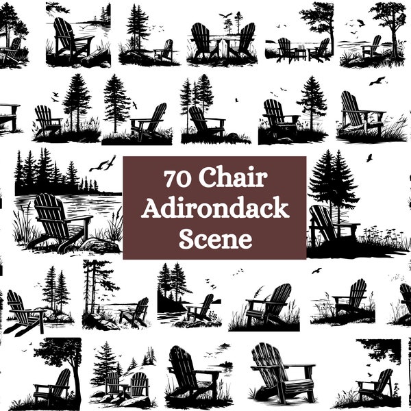 Adirondack Chair Scene SVG Bundle, Adirondack Chair dxf, Adirondack Chair png, Adirondack Chair vector, Adirondack Chair outline
