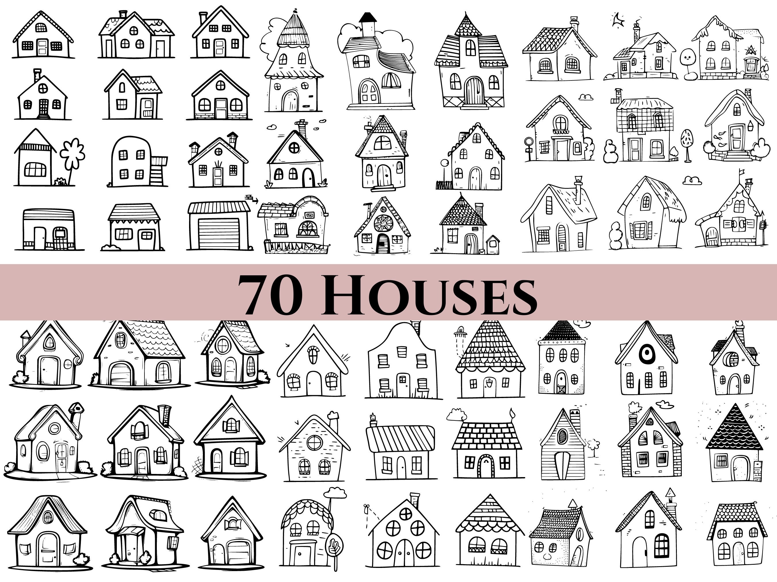 70 Little Home svg Bundle, House svg, little House Outline svg, Little House png, House Clipart, svg, , jpg By Solo Wild