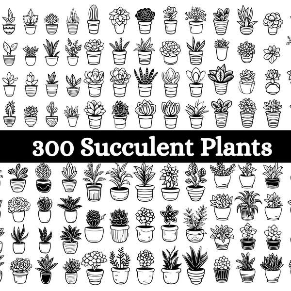 Cactus pots svg bundle | succulents svg | cactus svg | potted plants svg | houseplants svg | commercial use svg | leaf svg | plant svg