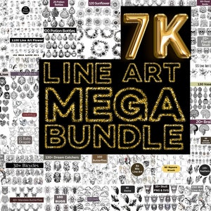 Mega Line Art Bundle of 7000+ Designs | Wreath | Line Art Vase | Line Art Butterflies | Women face | Botanical Flower | Dog Breed | Line Art