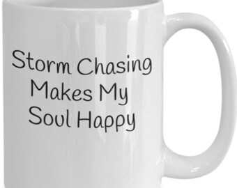 Tormenta persiguiendo alma feliz persiguiendo tormentas soy cazador tornados son mis hermosas trombas marinas favoritas regalo taza café té meteorólogo s...