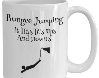 Bungee jumping bungy jumping elastic cord hot-air-balloon ravine cliff aircraft free-falling rebound gift mug cup coffee tea kinetic ener...
