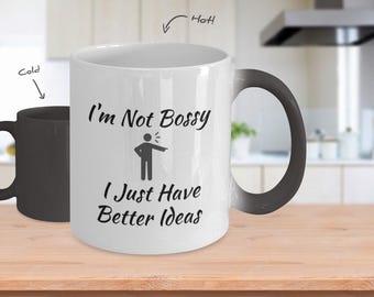 No mandona, mejores ideas, dar órdenes, autoridad, malhumorado, dominar, botas, poder, dominante, regalo para ella, regalo para él, taza, café, té, caminante, bos...