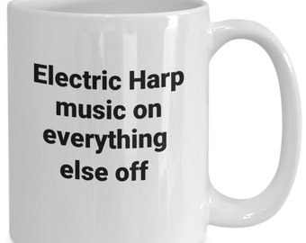 Electric harp instrument music kids lyre mug cup coffee tea ceramic dishwasher safe harpsichord guitar for sale