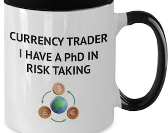 Comerciante de divisas reduce las pérdidas tipos de cambio tarifas de transferencia pagar la factura subirse al tren de la salsa llevar a casa el tocino regalo taza taza café...