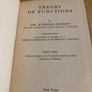 Theory of Functions parts I and II by Dr. Konrad Knopp 1945 and 1947 image 6