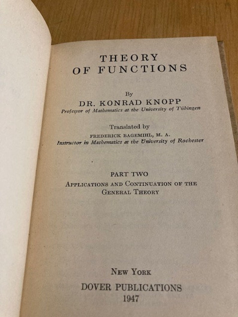 Theory of Functions parts I and II by Dr. Konrad Knopp 1945 and 1947 image 6