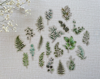 Leaves Stickers, Ferns, Sticker Set, Laptop Stickers Pack, Flower Stickers for Planner, Bullet Journal Accessories, 2026 Bullet Journal