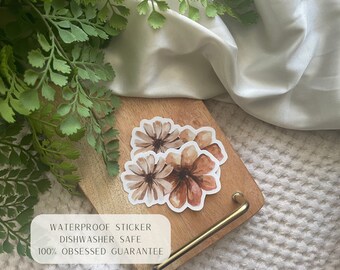 Waterproof Dishwasher Safe Premium Vinyl Sticker || Cute Floral Sticker