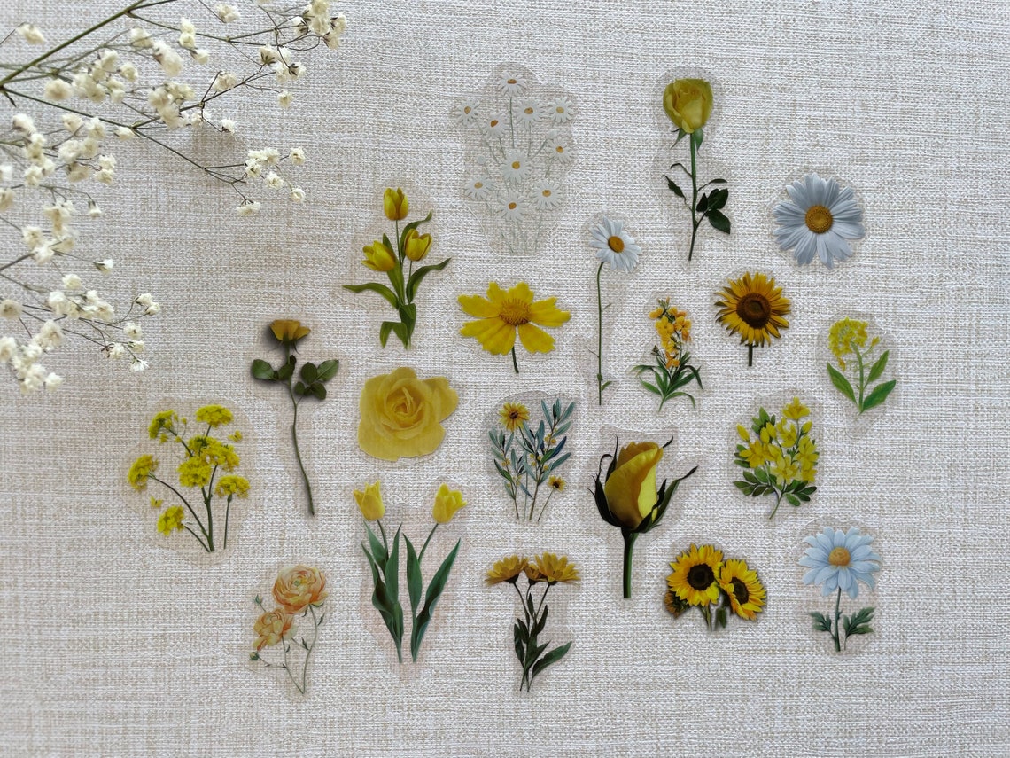 Pressed Flower Stickers Sticker Set Laptop Stickers Pack Etsy
