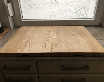 Funda para vitrocerámica de 2 piezas - roble grosor 19 mm, funda para vitrocerámica, tabla de cortar, tabla de servir, funda para vitrocerámica altura total 4 cm.