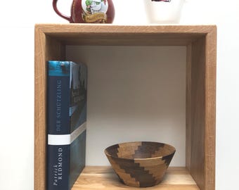 Wandregal,Hängender Cube,Handgefertigter Würfel aus Eiche,Buche,Ahorn Massiv Leimholz Durchgehende Lamellen  100% FSC®