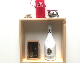 Wandregal,Hängender Cube,Handgefertigter Würfel aus Massiv Leimholz Durchgehende Lamellen  100% FSC®, in verschiedenen Größen und Farben