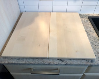 2-teilige Herdabdeckung,Eiche,Buche, Ahorn, Dicke: 19mm, Ceranfeld Abdeckung, Schneidebrett, Servierbrett, Kochfeld-Abdeckung. Gesamt 2,6cm