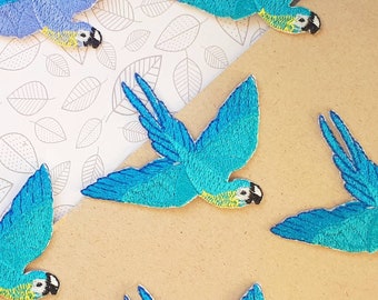 Iron-on Patch Blue Macaw Parrot Iron-on Patch Iron-on Applique