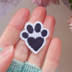 Iron-on patch paw heart - pet cat or dog kawaii sweet cute - iron-on patch