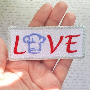 Iron-on Patch Chef Hat "Love" Love Chef Cook for Kitchen for Apron Iron-on Patch Iron-on Patch Application