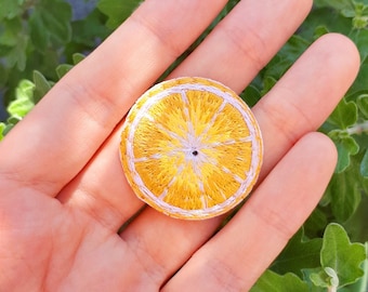 Patch Thermocollant Rond Citron Orange Patch Thermocollant à Coudre Applique Petite Macro Kawaii Mignon