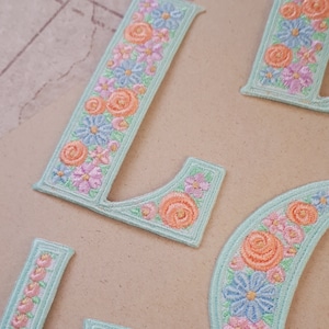 Parches termoadhesivos Letras Iniciales Floral Vintage Parche termoadhesivo Apliques para coser