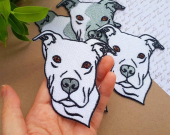 Patch thermocollant American Pit Bull Terrier tête de chien thermocollant applique 15 cm