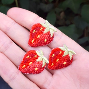 Iron-on Patch Strawberry Iron-on Patch Applique Small Macro Kawaii Cute x3