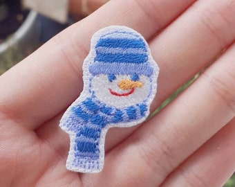 Parche termoadhesivo de muñeco de nieve pequeño para Navidad y Nochevieja. Aplique termoadhesivo.