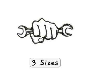 Embroidery Design Mechanic Repairer Fist with Wrench Embroidery Design for Men for Women for Toolkit for Toolbox
