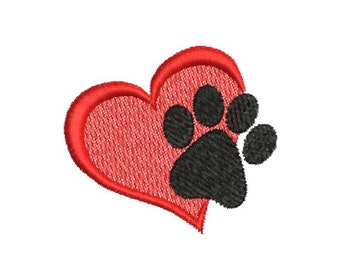 Stickdatei Pfote Herz Hundemama Katzenmama Embroidery Design Dog Mom, Cat Mom, Hund oder Katze, Pet