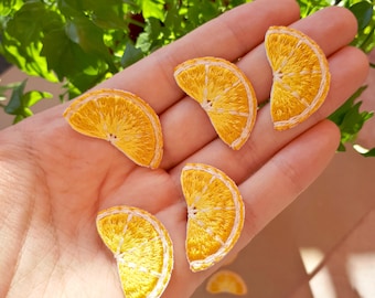 Iron-on Patch Zitrone Orange Aufbügel Patch Aufbügler Aufnäher Applique Klein Macro Kawaii Cute