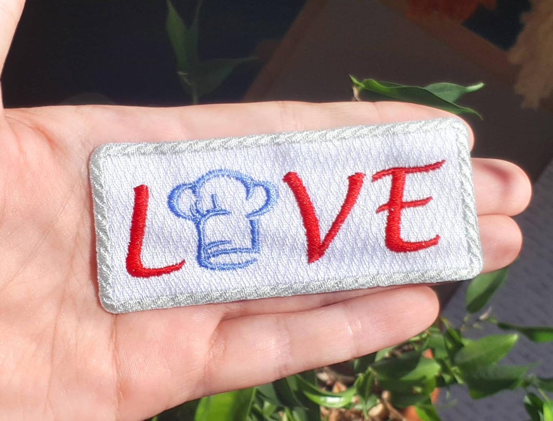 Iron-on Patch Chef's Hat love Love Chef Cook for Kitchen for Apron Iron ...