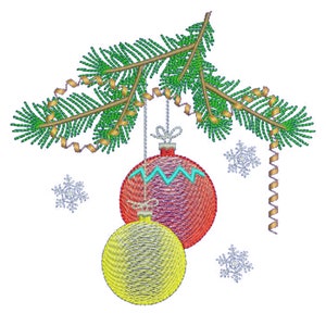 Embroidery File Christmas Balls Applique Christmas Tree Gift Merry Christmas Embroidery Design Text New Year&#39;s Christmas
