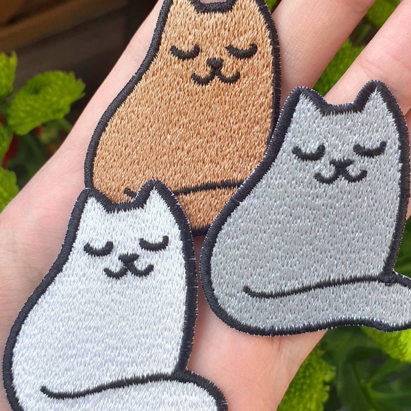 Iron-on Patch Katze Sitzend Ruhig Cute Kawaii Süß Klein - Cartoon Aufbügel Patch Aufbügler Aufnäher