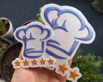 Iron-on Patch Five Stars Chef Hat Chef Cook for Kitchen for Apron Iron-on Patch Iron-on Patch Application