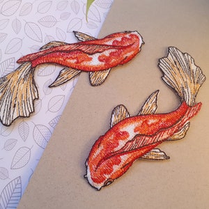 Iron-on Patches Japanese Koi Fish Large Iron-On Patch Application Japan Asia Anime image 3