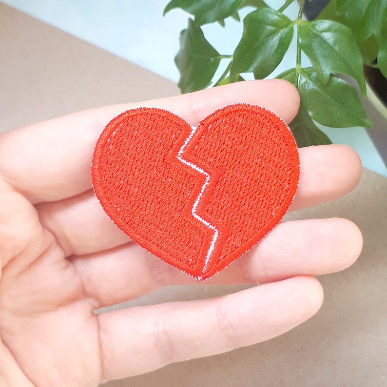 Iron-on patch heart small tiny iron-on patch iron-on patch applique 1 cm or 3 cm x1 gebrochen