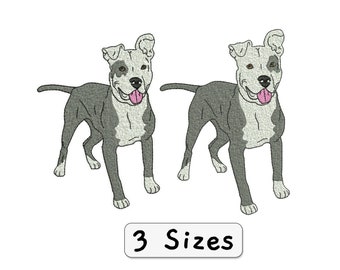 Embroidery Design American Pit Bull Terrier Dog Cute Embroidery Design