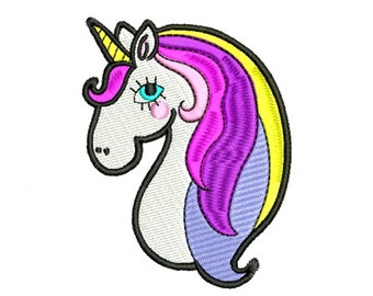 Fichier de broderie tête de licorne Patch magique motif de broderie Kawaii mignon