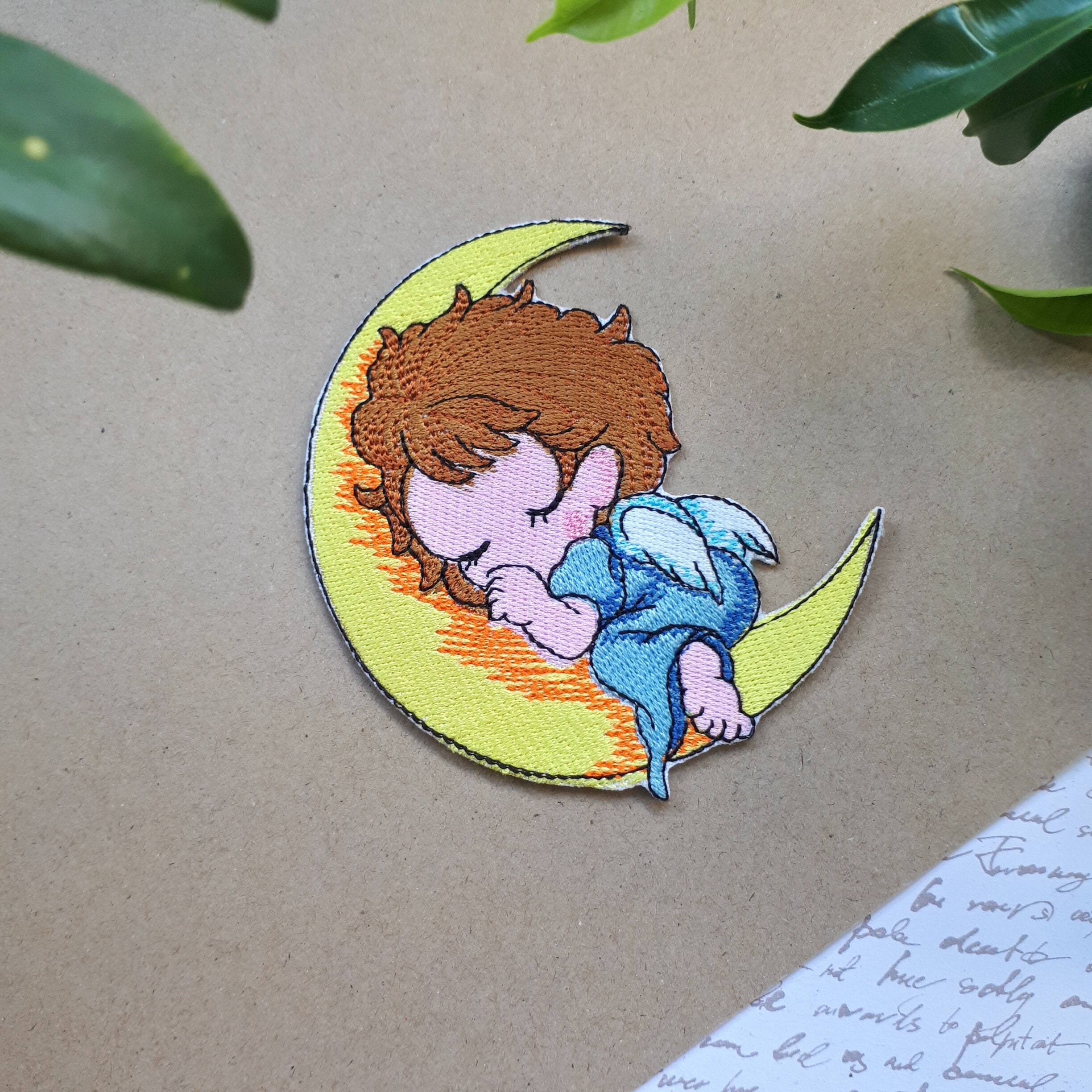 Iron-on Patch Angel Moon Guardian Angel Good Night Hang-up Patch Press Patch Patch