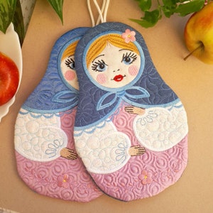 Oven Glove Matryoshka Coaster Pot Holder Russian culture D (pink)