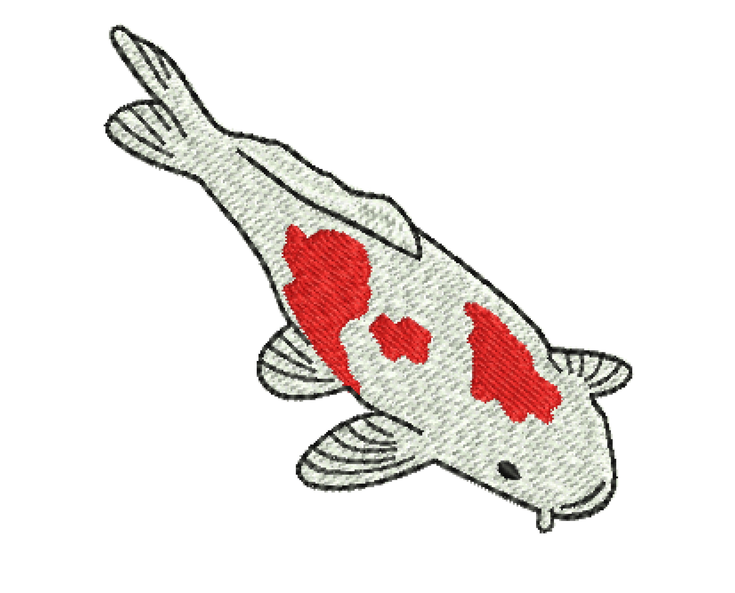 Embroidery File Japanese Koi Fish Side View Embroidery Design Cute