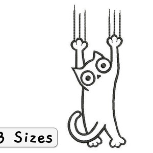 Embroidery File Cat Scratching 3 Sizes Set Embroidery Design Cute Sweet Pet
