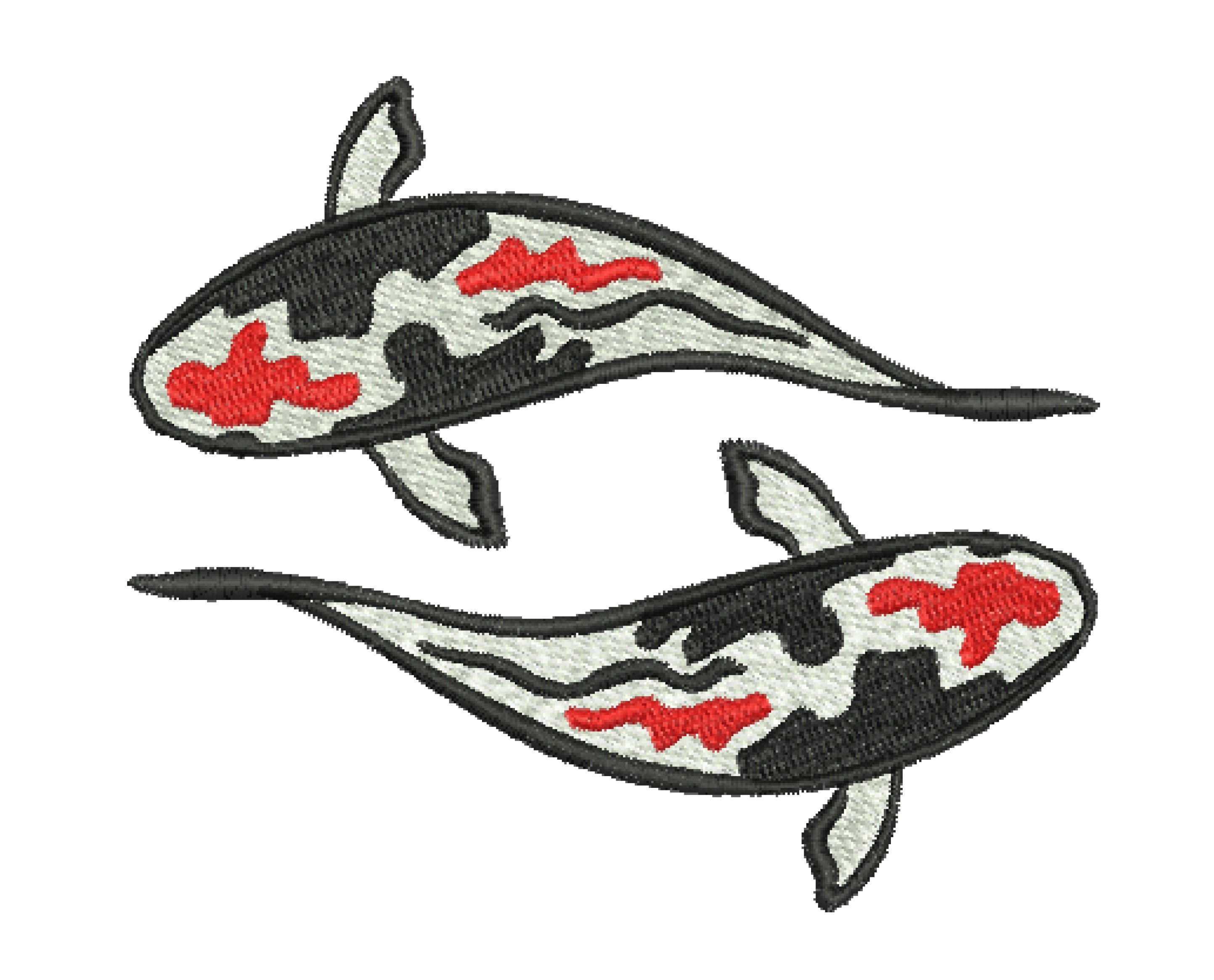 Embroidery File Japanese Koi Fish Side View Embroidery Design Cute